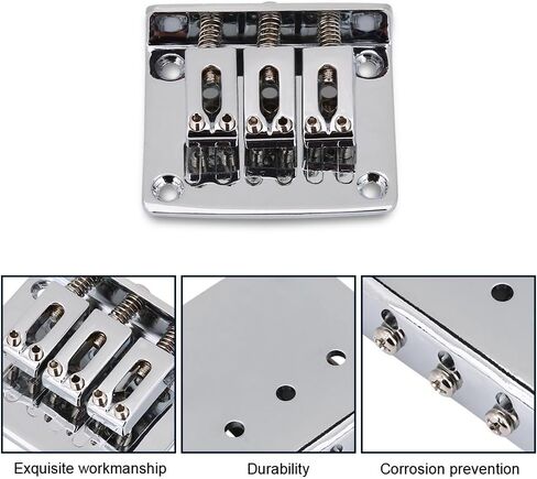 aqxreight 3 String Guitar Bridge Replacement for Cigarbox Electric Guitars Gold Finish Fixed Bridge with Adjustable Saddles in Saudi Arabia