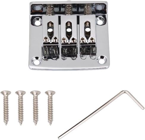 aqxreight 3 String Guitar Bridge Replacement for Cigarbox Electric Guitars Gold Finish Fixed Bridge with Adjustable Saddles in Saudi Arabia