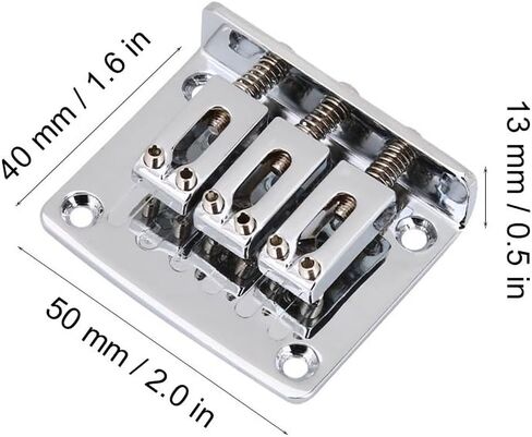 aqxreight 3 String Guitar Bridge Replacement for Cigarbox Electric Guitars Gold Finish Fixed Bridge with Adjustable Saddles in Saudi Arabia