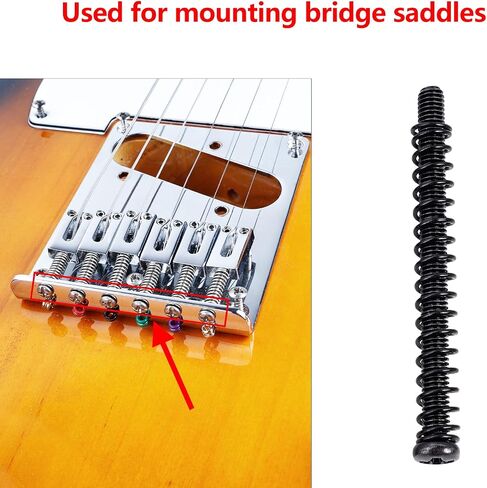 Banworks متري الموضوع 3x42mm M3 الفولاذ المقاوم للصدأ خمر 3 نقاط Tele Bridge السرج مسامير التجويد ومجموعة الربيع مسامير جسر باس الكهربائية عدة 6 مسامير + 6 نوابض JT-QMLS-01 أسود in Kuwait