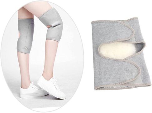 PartyKindom Thick Wool Knee Support Sleeves 2pcs Size L Warm Knee Protector for Cycling Sports and Fitness Gray Color Elastic Weave Design in Saudi Arabia