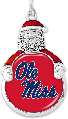 Ole Miss Santa with Team Logo Silver Metal Christmas Ornament Gift Tree Decoration Mississippi in Saudi Arabia