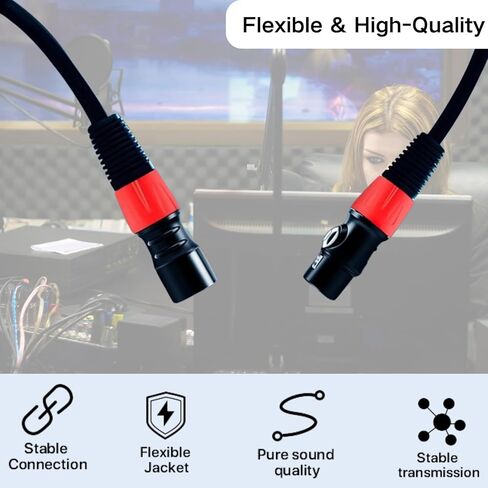 حزمتان من كابلات XLR بطول 25 قدمًا - كابل ميكروفون XLR ذكر إلى أنثى، سلك ميكروفون متوازن بثلاثة دبابيس مطلي بالذهب مع خاصية إلغاء الضوضاء للاستوديو، والخلاط، ومكبر الصوت، وDMX in Kuwait