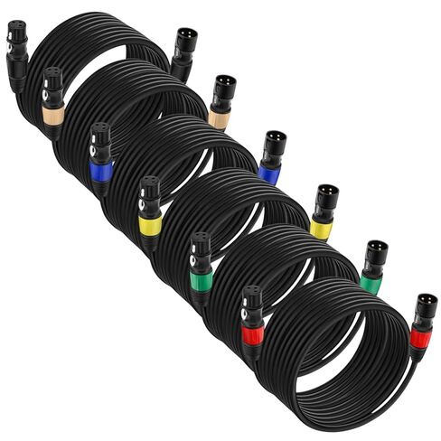 حزمتان من كابلات XLR بطول 25 قدمًا - كابل ميكروفون XLR ذكر إلى أنثى، سلك ميكروفون متوازن بثلاثة دبابيس مطلي بالذهب مع خاصية إلغاء الضوضاء للاستوديو، والخلاط، ومكبر الصوت، وDMX in Kuwait