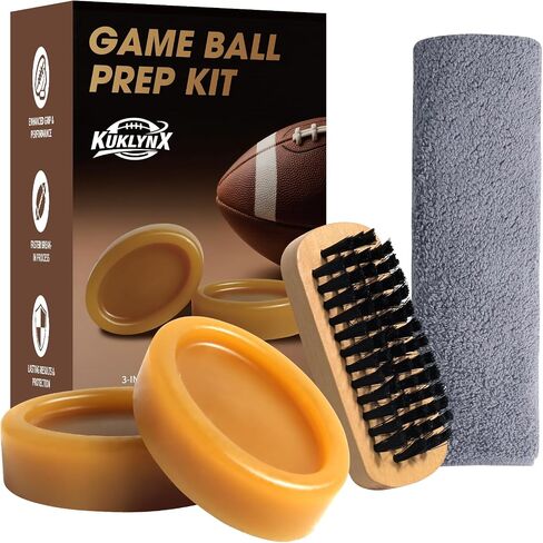 4 in 1 Football Prep Kit - for Effectively Secure Grip & Enhance Tack with 2 Football Wax & 1 Football Brush & 1 Cloth - Adult & Youth Football Leather Conditioner and Football Accessories in Saudi Arabia