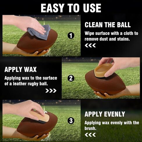 4 in 1 Football Prep Kit - for Effectively Secure Grip & Enhance Tack with 2 Football Wax & 1 Football Brush & 1 Cloth - Adult & Youth Football Leather Conditioner and Football Accessories in Saudi Arabia