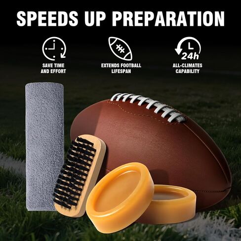 4 in 1 Football Prep Kit - for Effectively Secure Grip & Enhance Tack with 2 Football Wax & 1 Football Brush & 1 Cloth - Adult & Youth Football Leather Conditioner and Football Accessories in Saudi Arabia