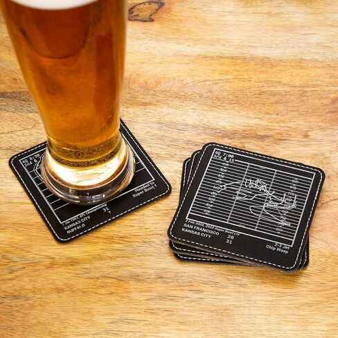Greatest Cowboys Plays: Leatherette Coasters (Set of 4) | Iconic Dallas Football Moments | Unique Gift for Sports Fans in Saudi Arabia