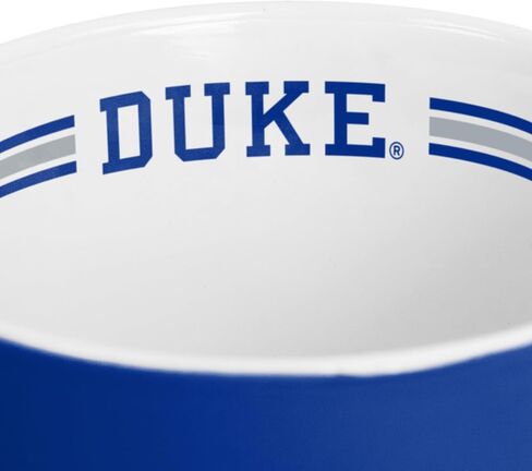 كوب قهوة مخطط بشعار العلامات التجارية NCAA Duke Blue Devils سعة 15 أونصة - شعار الفريق العتيق، طباعة وخطوط داخلية، آمن للاستخدام في الميكروويف وغسالة الأطباق - هدية رائعة للمعجبين والخريجين in Saudi Arabia