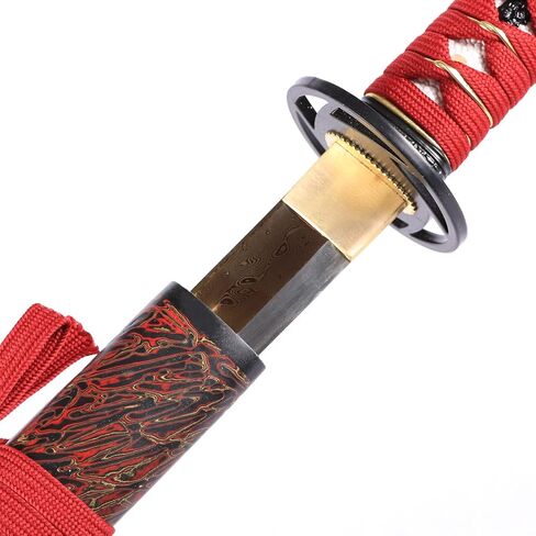 Katana Hand-Forged Katana, 1095 High Carbon Steel & Damascus Steel T10 Tool Blade, Full-Tang, Razor Sharp, Handmade for Martial Arts, Collectors, Home Display, Unique Gift for Men in Saudi Arabia