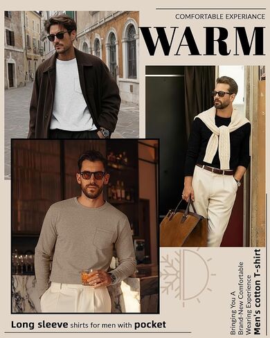 Neer 3 Pack Men's Big and Tall Thermal Shirt Fleece Lined Loose Fit Underwear Tops Casual Crew Neck Lightweight Base Layer in Saudi Arabia