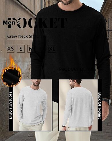 Neer 3 Pack Men's Big and Tall Thermal Shirt Fleece Lined Loose Fit Underwear Tops Casual Crew Neck Lightweight Base Layer in Saudi Arabia