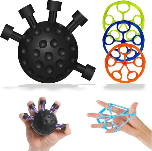 Finger Grip Strength Trainer Kit (4 Pack) with Forearm Strengthener Ball & Finger Extension Exerciser, Hand Grippers Balls for Improve Control and Coordination for Climbing Guitar Workout in Saudi Arabia