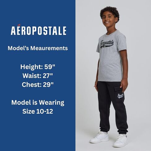 طقم ملابس للأولاد من AEROPOSTALE مكون من 3 قطع - كنزة صوفية من الصوف، بنطال رياضي كارجو، تي شيرت، مجموعة ملابس رياضية للأولاد، مقاسات 4-12 in Saudi Arabia
