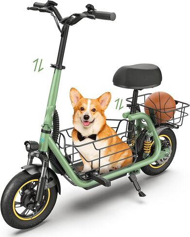 سكوتر كهربائي مطور من Urbanmax للبالغين مع مقعد C1Pro، نطاق 19 ميل في الساعة و25 ميل، إطارات هوائية 12 بوصة، ممتص صدمات مزدوج، فرامل مزدوجة، سلة قابلة للإزالة، معتمد من UL2272 - أخضر in Kuwait