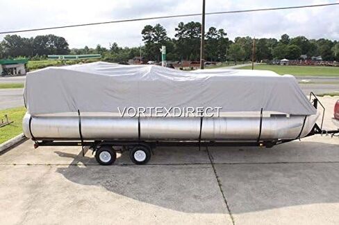 Vortex Direct 1200D رمادي/رمادي 24 بوصة غطاء قارب بونتون/سطح السفينة، مرن، نظام حزام، يناسب منطقة السطح الطويلة من 22'1 بوصة إلى 24 بوصة، شعاع يصل إلى 102 بوصة in Saudi Arabia
