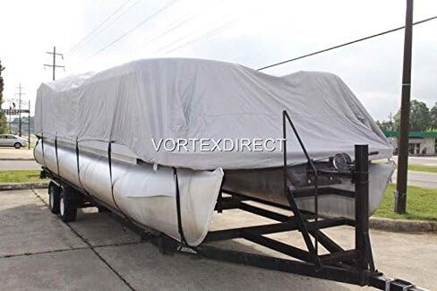 Vortex Direct 1200D رمادي/رمادي 24 بوصة غطاء قارب بونتون/سطح السفينة، مرن، نظام حزام، يناسب منطقة السطح الطويلة من 22'1 بوصة إلى 24 بوصة، شعاع يصل إلى 102 بوصة in Saudi Arabia