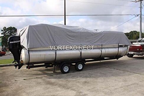 Vortex Direct 1200D رمادي/رمادي 24 بوصة غطاء قارب بونتون/سطح السفينة، مرن، نظام حزام، يناسب منطقة السطح الطويلة من 22'1 بوصة إلى 24 بوصة، شعاع يصل إلى 102 بوصة in Saudi Arabia