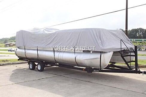 Vortex Direct 1200D رمادي/رمادي 24 بوصة غطاء قارب بونتون/سطح السفينة، مرن، نظام حزام، يناسب منطقة السطح الطويلة من 22'1 بوصة إلى 24 بوصة، شعاع يصل إلى 102 بوصة in Saudi Arabia