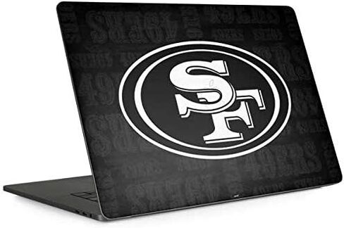 Skinit Decal Laptop Skin Compatible with MacBook Pro 15-inch with Touch Bar (2016-19) - Officially Licensed NFL San Franciso 49ers Black & White Design in Saudi Arabia