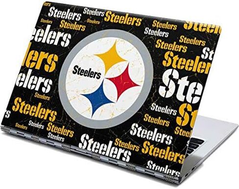 Skinit Decal Laptop Skin Compatible with Yoga 910 2-in-1 14in Touch-Screen - Officially Licensed NFL Pittsburgh Steelers Black Blast Design in Saudi Arabia