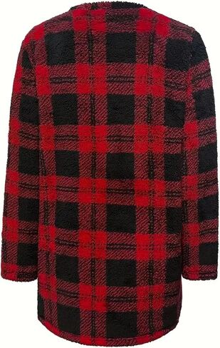 Womens Buffalo Plaid Cozy Sweaters Long Sleeve Round Neck Flannel Thermal Shirts Fleece Pullover Winter Sweatshirt Tops in Saudi Arabia