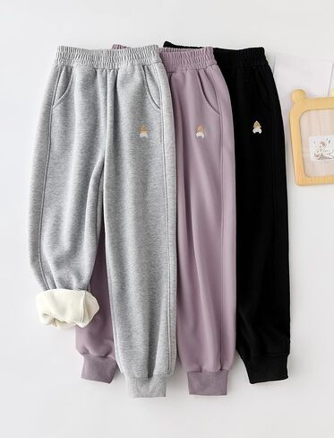 Happy Cherry Girls Kids Warm Joggers Sweatpants with Pockets Elastic Waist Long Pants for Workout Running in Saudi Arabia