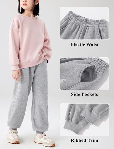 Happy Cherry Girls Kids Warm Joggers Sweatpants with Pockets Elastic Waist Long Pants for Workout Running in Saudi Arabia