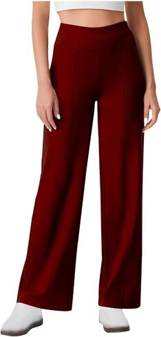 Lounge Pants Women High Waisted Wide Leg Pants Elastic Drawstring Casual Straight Leg Trousers with Pocket in Saudi Arabia