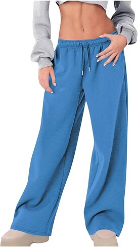 Womens Wide Leg Sweatpants High Waisted Drawstring Baggy Pants Casual Loose Fit Comfy Athletic Trousers with Pockets in Saudi Arabia