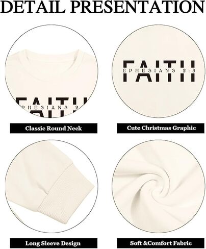 Christian Sweatshirt Women Faith Shirts Christian Religious Pullover Bible Verse Long Sleeve Top in Saudi Arabia