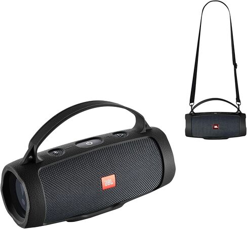 حافظة سيليكون مقاومة للصدمات لجهاز JBL Charge 4 & Essential 2 مكبر صوت - غطاء واقي مرن بمقبض وحزام، تصميم مناسب للسفر (يناسب Charge 4/Charge Essential 2) (أسود) in Kuwait