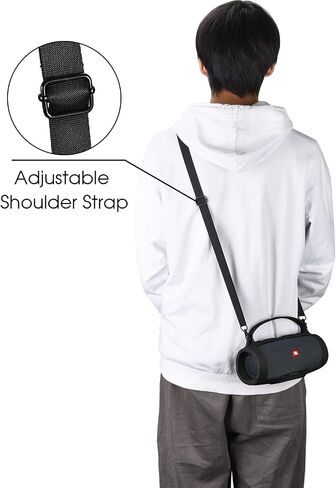 حافظة سيليكون مقاومة للصدمات لجهاز JBL Charge 4 & Essential 2 مكبر صوت - غطاء واقي مرن بمقبض وحزام، تصميم مناسب للسفر (يناسب Charge 4/Charge Essential 2) (أسود) in Kuwait