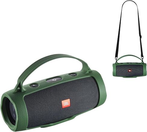 حافظة سيليكون مقاومة للصدمات لجهاز JBL Charge 4 & Essential 2 مكبر صوت - غطاء واقي مرن بمقبض وحزام، تصميم مناسب للسفر (يناسب Charge 4/Charge Essential 2) (أسود) in Kuwait