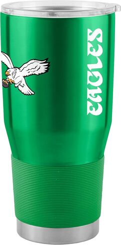 كوب Team Fan Apparel NFL سعة 30 أونصة من الفولاذ المقاوم للصدأ، معزول للحرارة والبارد، غطاء منزلق، مقبض سيليكون، مرخص رسميًا (فيلادلفيا إيجلز - كيلي جرين) in Kuwait