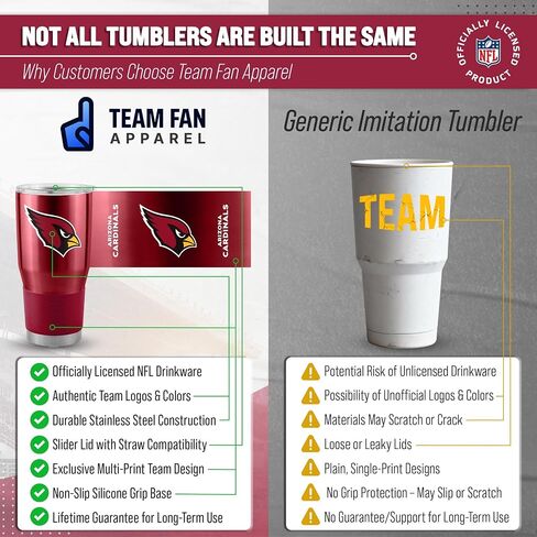 كوب Team Fan Apparel NFL سعة 30 أونصة من الفولاذ المقاوم للصدأ، معزول للحرارة والبارد، غطاء منزلق، مقبض سيليكون، مرخص رسميًا (فيلادلفيا إيجلز - كيلي جرين) in Kuwait