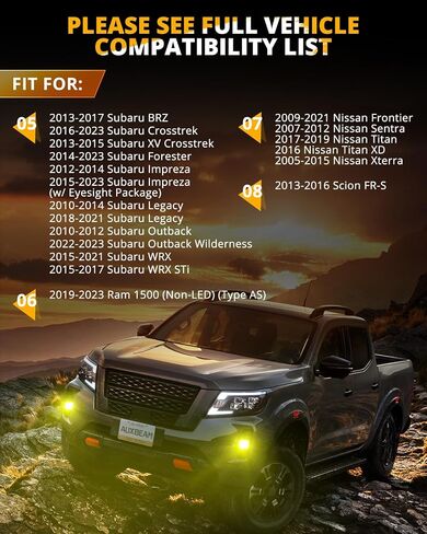 دعامات تثبيت مصابيح الضباب من سلسلة Auxbeam Color Play لسيارة Ford Honda Nissan Subaru Acura، مجموعة تركيب أضواء الطرق الوعرة، زوج، (المصابيح غير متضمنة) in Saudi Arabia