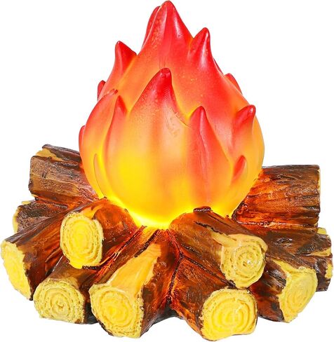 Cabilock Fake Campfire Night Light,Artificial Flame Light Fake Fire Pit 3D Campfire Lamp with Realistic Log Flameless Halloween Christmas Festival Party Decora for Bar Home Garden Yard in Kuwait