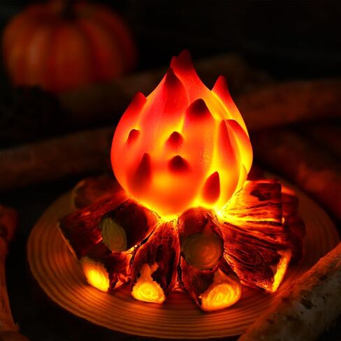 Cabilock Fake Campfire Night Light,Artificial Flame Light Fake Fire Pit 3D Campfire Lamp with Realistic Log Flameless Halloween Christmas Festival Party Decora for Bar Home Garden Yard in Kuwait
