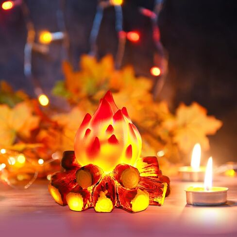 Cabilock Fake Campfire Night Light,Artificial Flame Light Fake Fire Pit 3D Campfire Lamp with Realistic Log Flameless Halloween Christmas Festival Party Decora for Bar Home Garden Yard in Kuwait