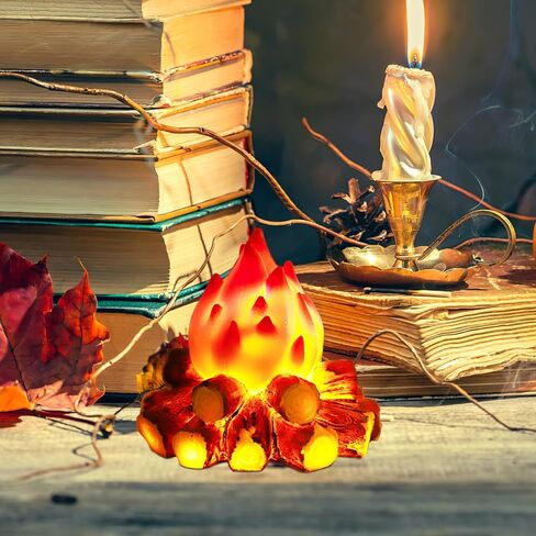 Cabilock Fake Campfire Night Light,Artificial Flame Light Fake Fire Pit 3D Campfire Lamp with Realistic Log Flameless Halloween Christmas Festival Party Decora for Bar Home Garden Yard in Kuwait