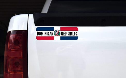 StickerTalk Labeled Dominican Republic Flag Vinyl Sticker, 10 inches by 3 inches in Saudi Arabia