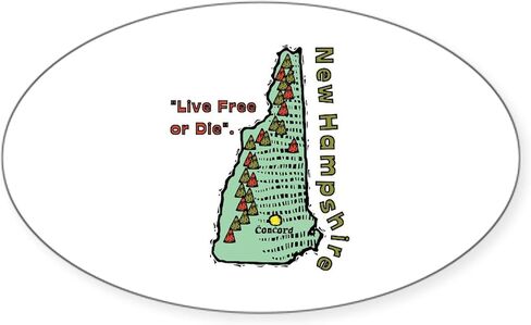 ملصق CafePress Green New Hampshire Live Free Or Die (ملصق ممتص الصدمات للسيارة بيضاوي الشكل in Saudi Arabia