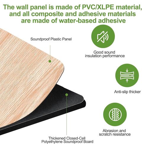 20 قطعة من الألواح الإسفنجية المقاومة للصوت للجدران، ديكور داخلي للحوائط، قشر والصق ديكور صوتي بلون الخشب الحبيبي للمسرح المنزلي، لوح حائط مركب من مادة البوليمر الرغوية المغلقة (60 * 60 * 3 ق) in Kuwait