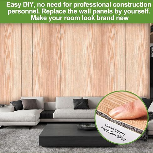 20 قطعة من الألواح الإسفنجية المقاومة للصوت للجدران، ديكور داخلي للحوائط، قشر والصق ديكور صوتي بلون الخشب الحبيبي للمسرح المنزلي، لوح حائط مركب من مادة البوليمر الرغوية المغلقة (60 * 60 * 3 ق) in Kuwait
