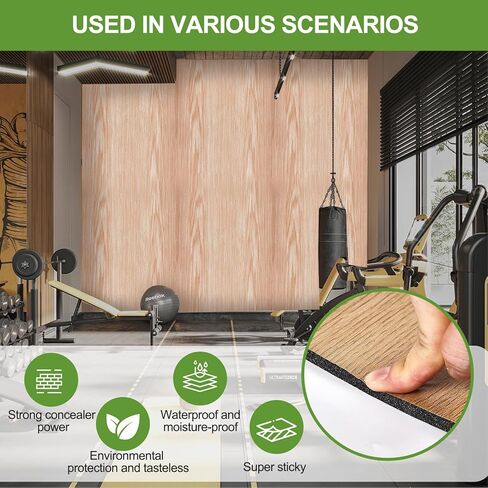 20 قطعة من الألواح الإسفنجية المقاومة للصوت للجدران، ديكور داخلي للحوائط، قشر والصق ديكور صوتي بلون الخشب الحبيبي للمسرح المنزلي، لوح حائط مركب من مادة البوليمر الرغوية المغلقة (60 * 60 * 3 ق) in Kuwait