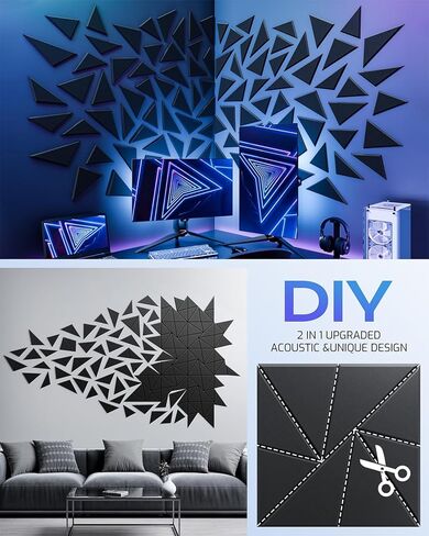 22 Pack Acoustic Panels, Sound Proof Foam Panels for Walls, Self-Adhesive High Density Soundproof Wall Panels, 12" X 12" X 0.4", Sound Absorbing Panels for Home, Studio, Office (Silver Gray) in Kuwait