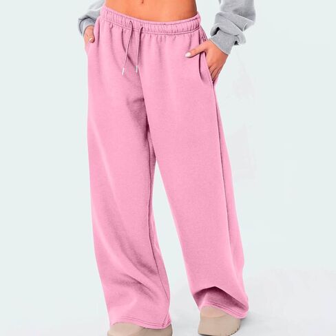 Wide Leg Sweatpants for Women Elastic Waistband Drawstring Pant Casual Classic Fit Comfy Trendy Trousers with Pockets in Saudi Arabia