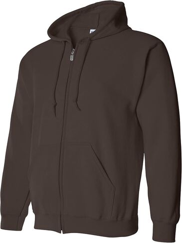 سويت شيرت بقلنسوة للرجال من Gildan طراز Fleece Zip Style G18600، لون الشوكولاتة الداكنة، مقاس متوسط in Saudi Arabia