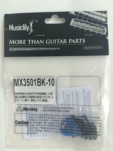 Musiclily Ultra UNC#6-32x1-1/4 Inch Stainless Steel Saddle Intonation Screws for USA Electric Guitar Bass Bridge, Black (Set of 10) in Saudi Arabia